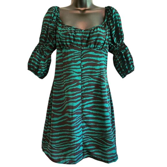 Nasty Gal zebra print dress green & black size 6 NWT - Picture 1 of 9